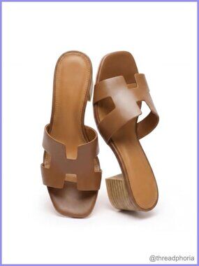 Women's Low Block Chunky Heel Sandals Square Open Toe Slip On Mule Shoes